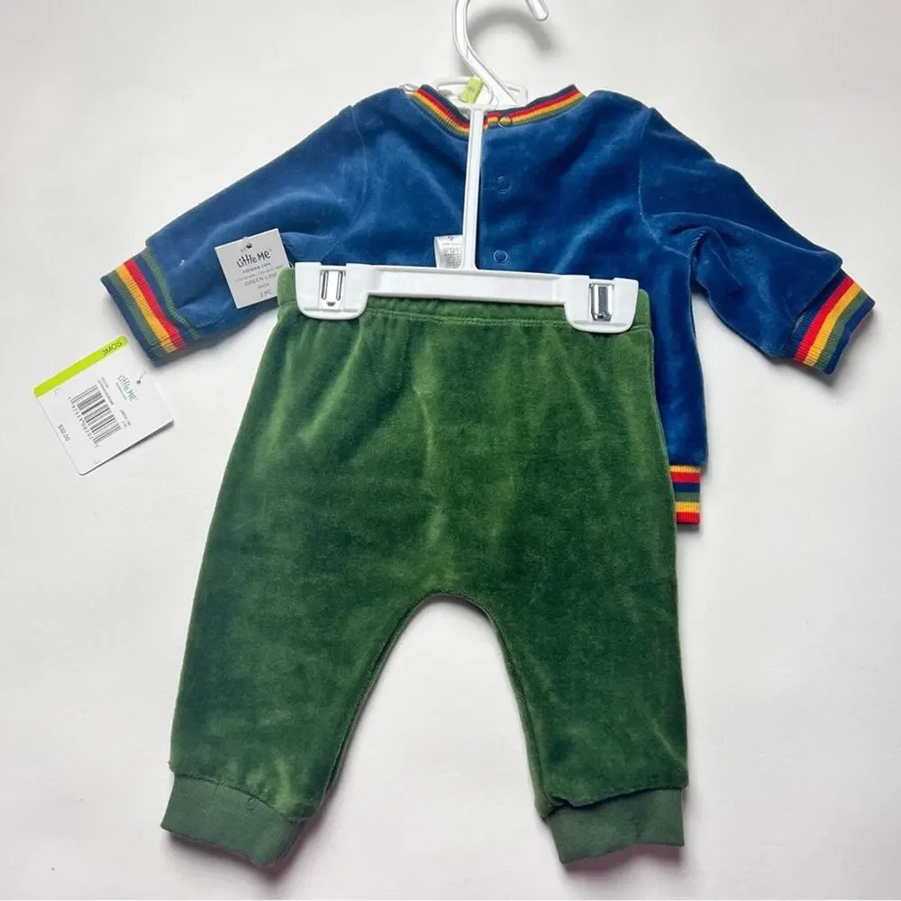 Little Me Baby Matching Velour Crewneck  Dino  Long Sleeve and Pants Set Sz 3M